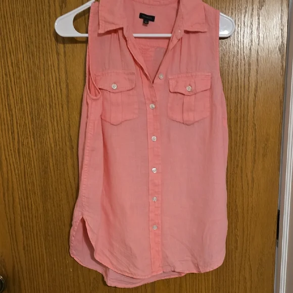 Talbots Coral Button-Down Shirt - Picture 4 of 6